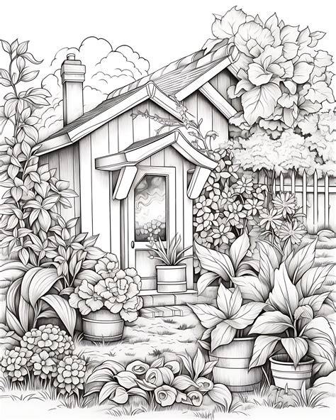 Premium Photo Colorful Garden House Coloring Page In The Style