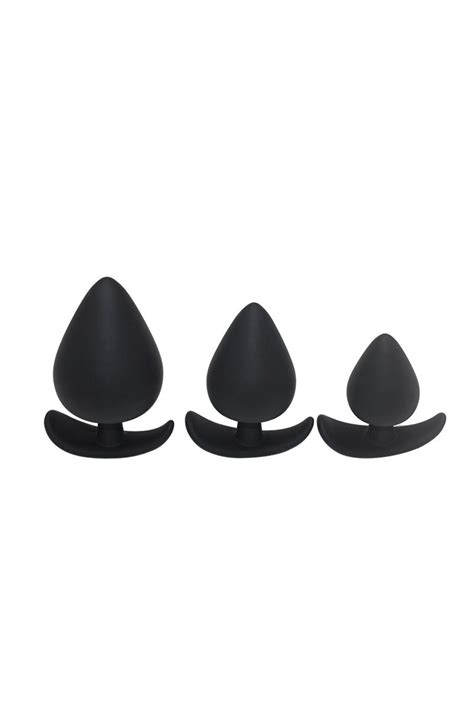 X Sense Farklı Boyda Siyah S M L Yumuşak Esnek Jel Malzemeden Üretilmiş Boğumlu Anal Plug Set
