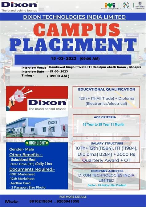 Dixon Technologies India Recruitment Dixon