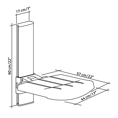 WALL MOUNTED SHOWER SEAT, height adjustable – Profilo