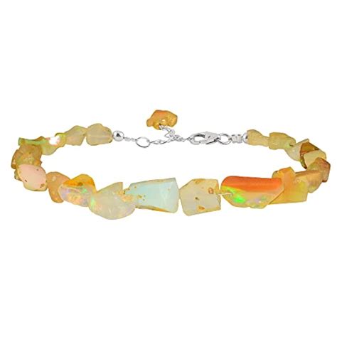 Amazon Natural Raw Ethiopian Fire Opal Bracelet Sterling