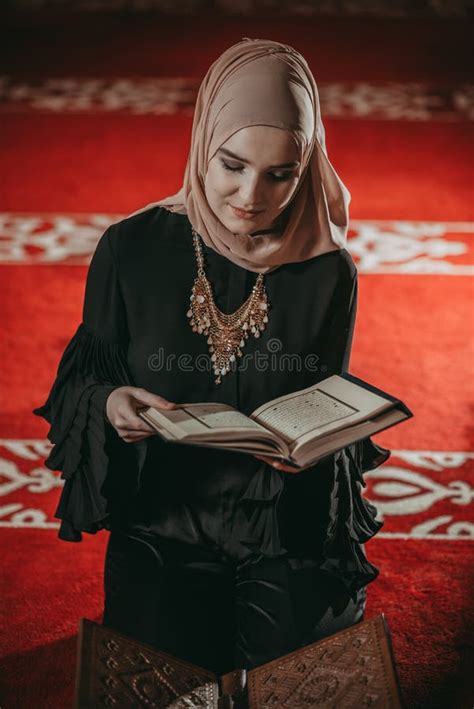 Musliim Girl Reading Quran In Mosque Stock Photo Image Of Mosque