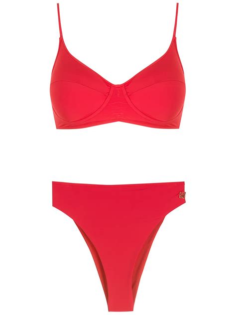 Brigitte High Leg Bikini Set Red Farfetch