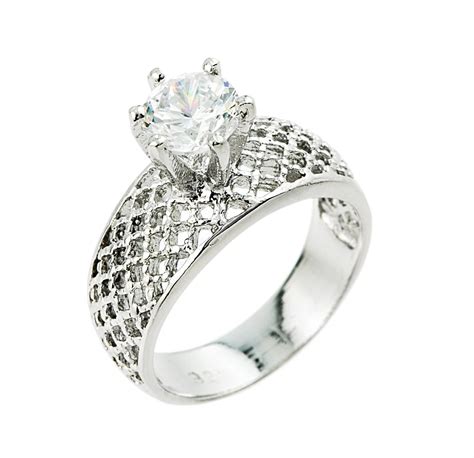 Engagement Ring Cz Engagement Ring White Gold Cz Engagement Ring Cz Solitaire Engagement