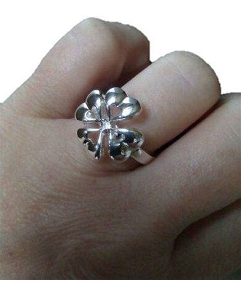 Anillo Plateado Cuatro Hojas Forma Trébol Suerte REGALOS COLLINS