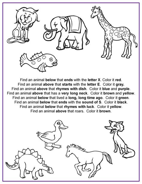 Following Directions Coloring Worksheets