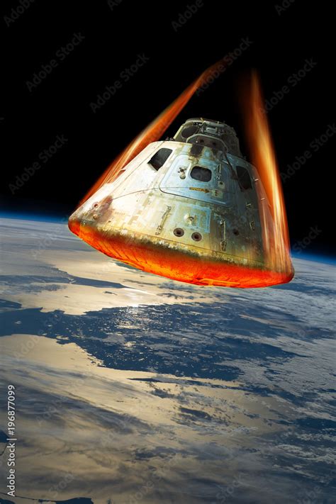 Reentry of space capsule into Earth's Atmosphere. - Elements of this ...