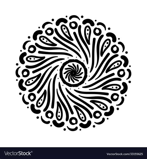 Circular Mandala Floral Silhouette Style Icon Vector Image