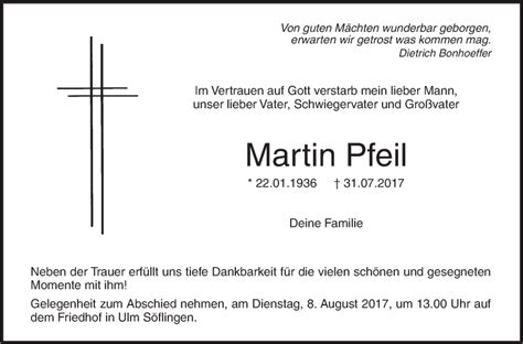 Traueranzeigen Von Martin Pfeil S Dwest Presse Trauer