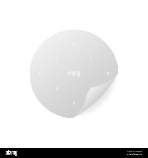 Round Blank White Paper Sticker With Peeled Off Corner Vector Mock Up