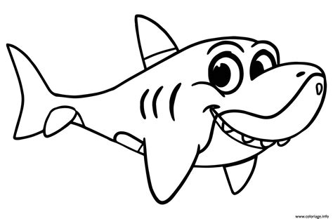 Coloriage Requin Facile Simple Animal Marin Dessin Requin à imprimer