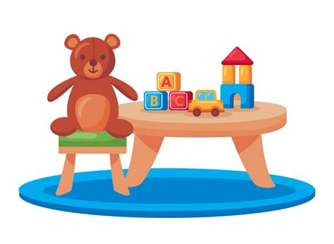 kindergarten table with teddy 12527581 Vector Art at Vecteezy