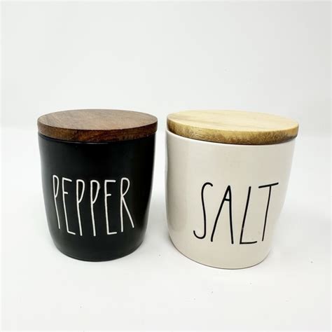 Rae Dunn Kitchen Rae Dunn Salt And Pepper Cellar Set With Wooden