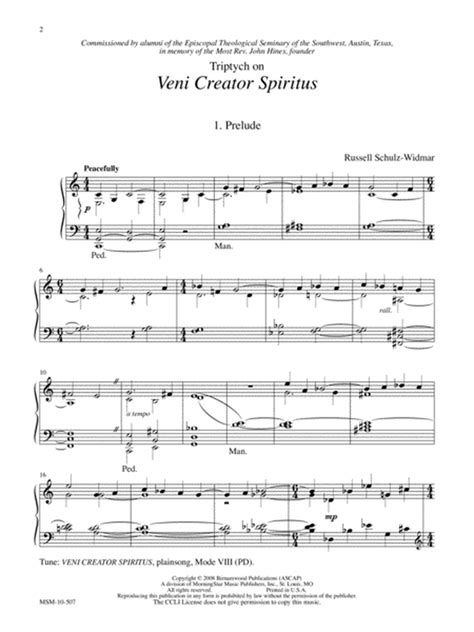 Triptych On Veni Creator Spiritus Downloadable By Russell Schulz Widmar Organ Digital