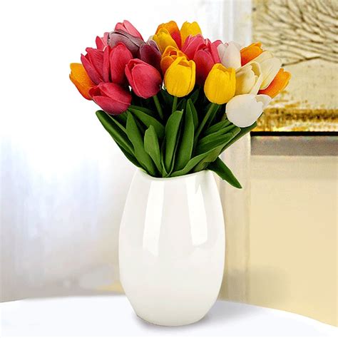 Ludlz Artificial Tulip Fake Holland Mini Tulip Real Touch Flowers For