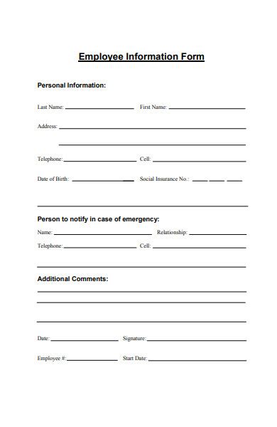 Free 33 Employee Information Forms In Pdf Ms Word Excel Hot Sex Picture