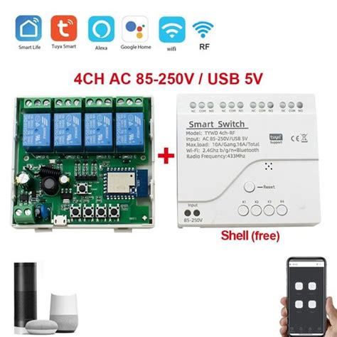 4CH Tuya Smart Télécommande Sans Fil Wifi Commutateur Module DC7 32V