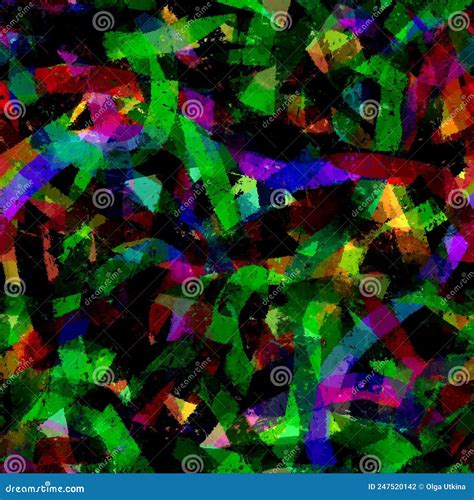 Abstract Geometric Multicolor Layered Seamless Texture With Neon