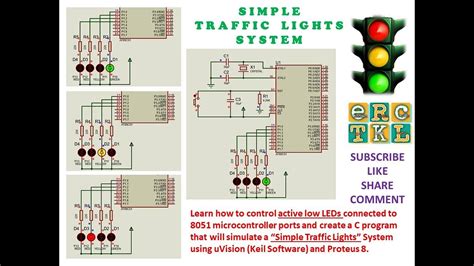 Simple Traffic Lights System 8051 Microcontroller Youtube