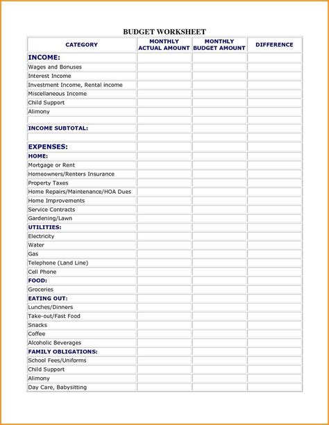 Net Worth Spreadsheet Template in Net Worth Worksheet Printable And Net