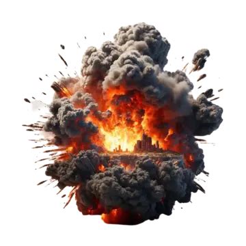 Big Explosion With Smoke Isolated On White Background 3d Illustration