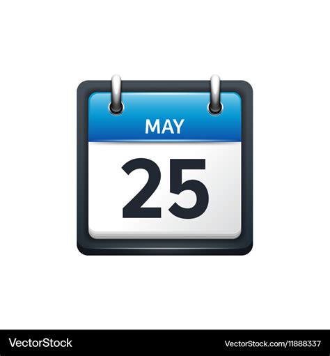 May 25 Calendar Icon Flat Royalty Free Vector Image