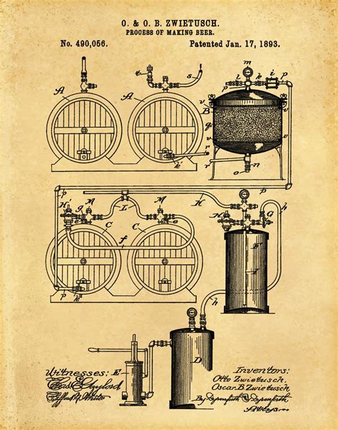 Beer Brewing System Patent Print Beer Brewing Poster Sports Bar