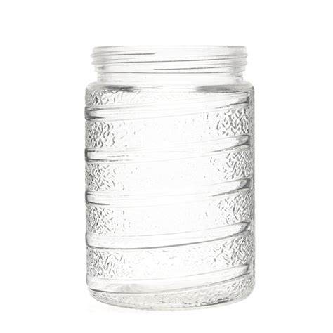 Special Design L Straight Side Embossed Empty Tall Round Storage Jar