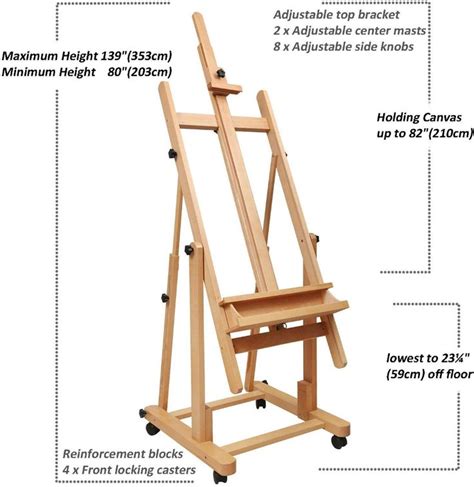 Heavy Duty Large H Frame Studio Easel Atworth Versatile Beech Wood