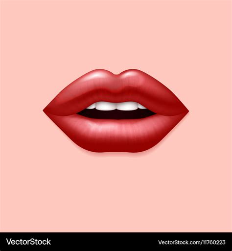 Glamour Red Woman Seductive Sexual Lips 3d Vector Image