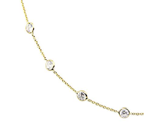 14k Yellow Gold Cubic Zirconia By The Yard Necklace 30 Inches Ebay