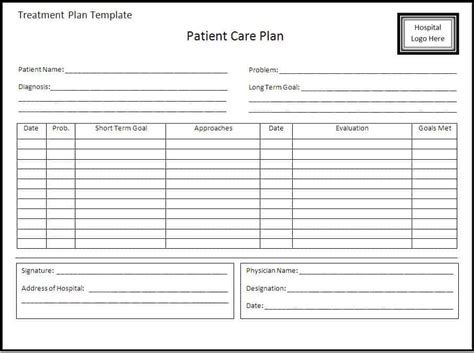 21 Free 38 Free Treatment Plan Templates Word Excel Formats