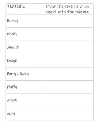 Texture Worksheet Pdf Worksheets Library