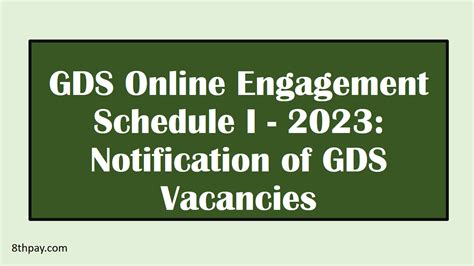 GDS Online Engagement Schedule I 2023 Notification Of GDS Vacancies