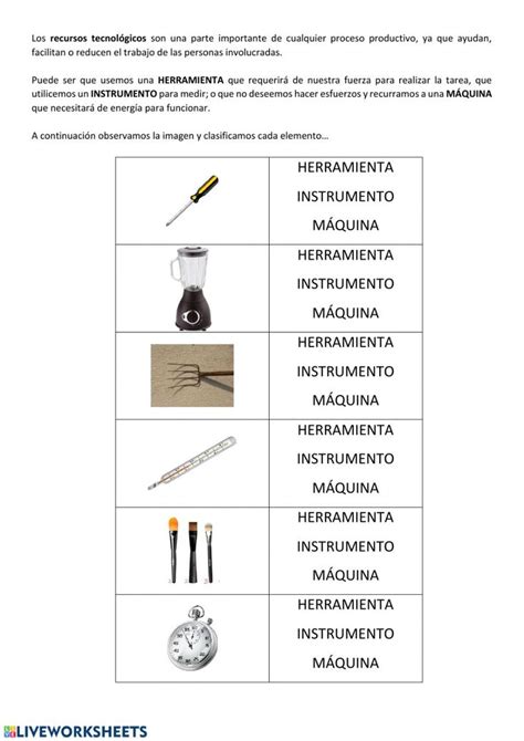 Ficha Online De Herramientas Instrumentos M Quinas Para Segundo A O