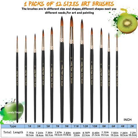 Conjunto De 12pcs Pincéis Para Pintura Pincel Profissional De Ponta