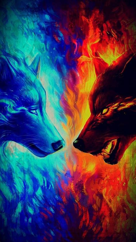 Rainbow Fire Wolf Wallpapers - Wallpaper Cave