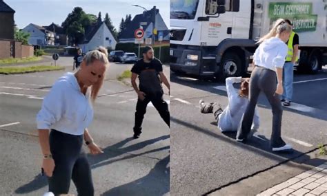 German Woman Dubbed The Brutal Blonde Drags Climate Activist Off The Road By Her Hair