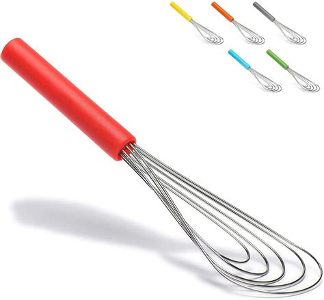 Flat Whisk Silicone Handle Non Slip 10 5 Wires Whisk With 10 Heads