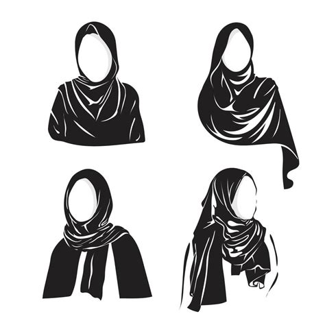 Vector Silhouette Drawing Of Muslim Woman With Hijab 7164121 Vector Art