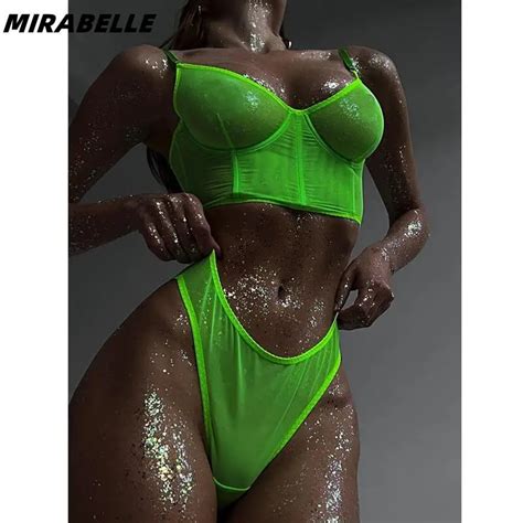 Mirabelle Sexy Lingerie Women Neon Green Female Underwear Intimate Bra