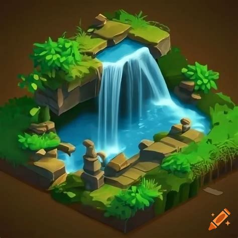 Isometric Top Down Waterfall In A Video Game On Craiyon