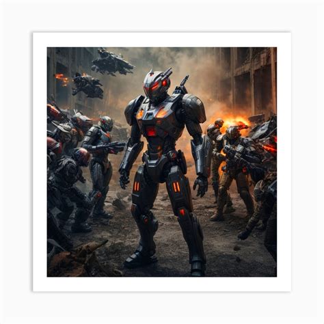 Futuristic Robot War Art Print by Razing - Fy