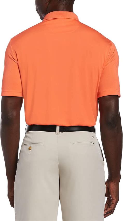 Callaway Mens Solid Short Sleeve Golf Polo Shirt Hot Coral Large