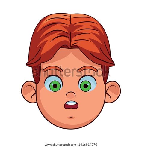 Redhead Boy Green Eyes Surprised Face Stock Vector Royalty Free