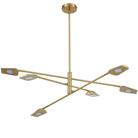 Dainolite Cari 6 Light Dimmable Integrated LED Aged Brass Shaded