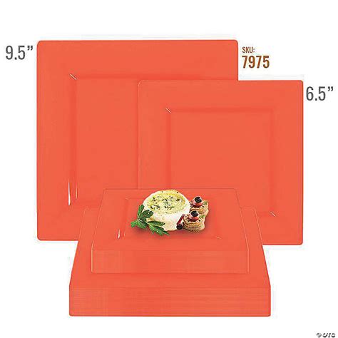 Tropical Coral Square Plastic Plates Dinnerware Value Set Dinner