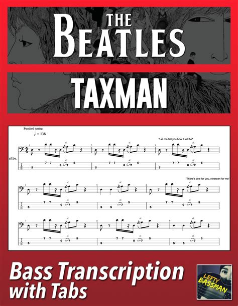 The Beatles - Taxman /// Bass Transcription with tabs - Lefty Bassman