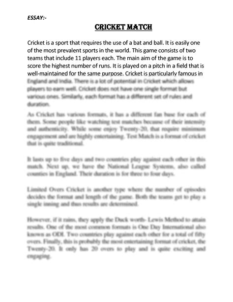 SOLUTION Cricket Essay In English Languages Studypool