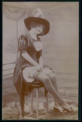 FRENCH NUDE WOMAN Big Butt Stockings Only Original 1910s Citrate Photo